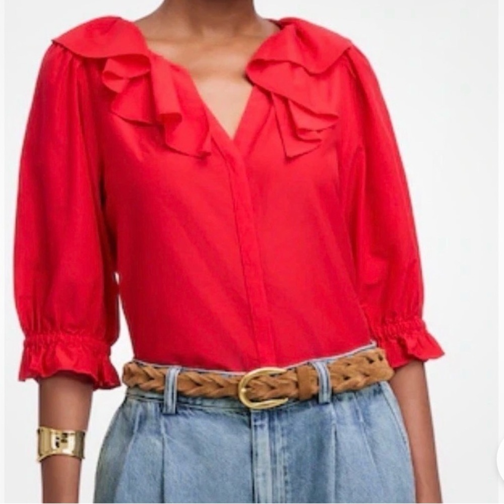Madewell Scarlet Ruffle Blouse NWT Small